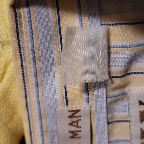 Eli Cattleman 2XL tall men's western stripe shirt; blue, yellow and white - Picture 9 of 11